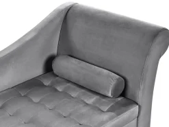 Chaise longue versione destra PESSAC Velluto Grigio chiaro con contenitore