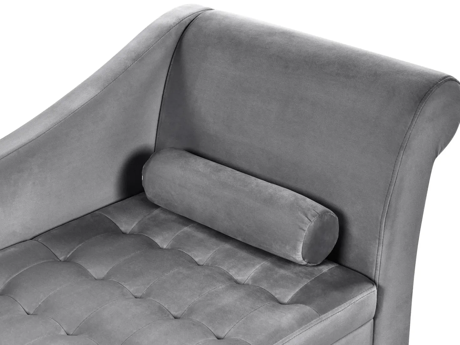 Chaise longue versione destra PESSAC Velluto Grigio chiaro con contenitore