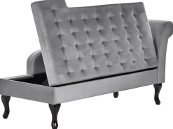 Chaise longue versione destra PESSAC Velluto Grigio chiaro con contenitore