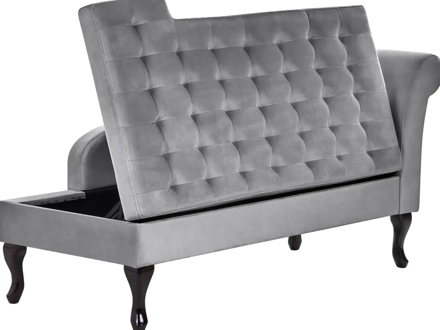 Chaise longue versione destra PESSAC Velluto Grigio chiaro con contenitore