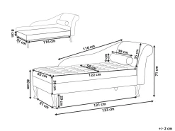 Chaise longue versione destra PESSAC Velluto Grigio chiaro con contenitore