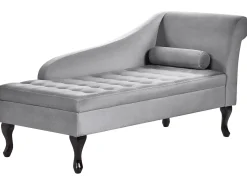 Chaise longue versione destra PESSAC Velluto Grigio chiaro con contenitore