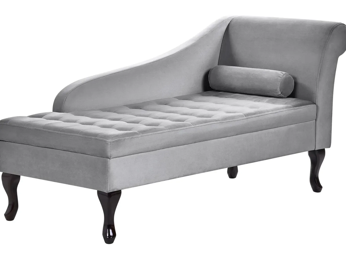 Chaise longue versione destra PESSAC Velluto Grigio chiaro con contenitore