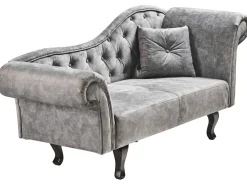 Chaise longue versione destra LATTES II Velluto Grigio con cuscino