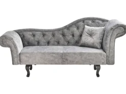 Chaise longue versione destra LATTES II Velluto Grigio con cuscino