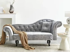 Chaise longue versione destra LATTES II Velluto Grigio con cuscino