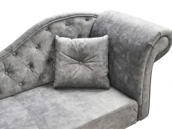 Chaise longue versione destra LATTES II Velluto Grigio con cuscino