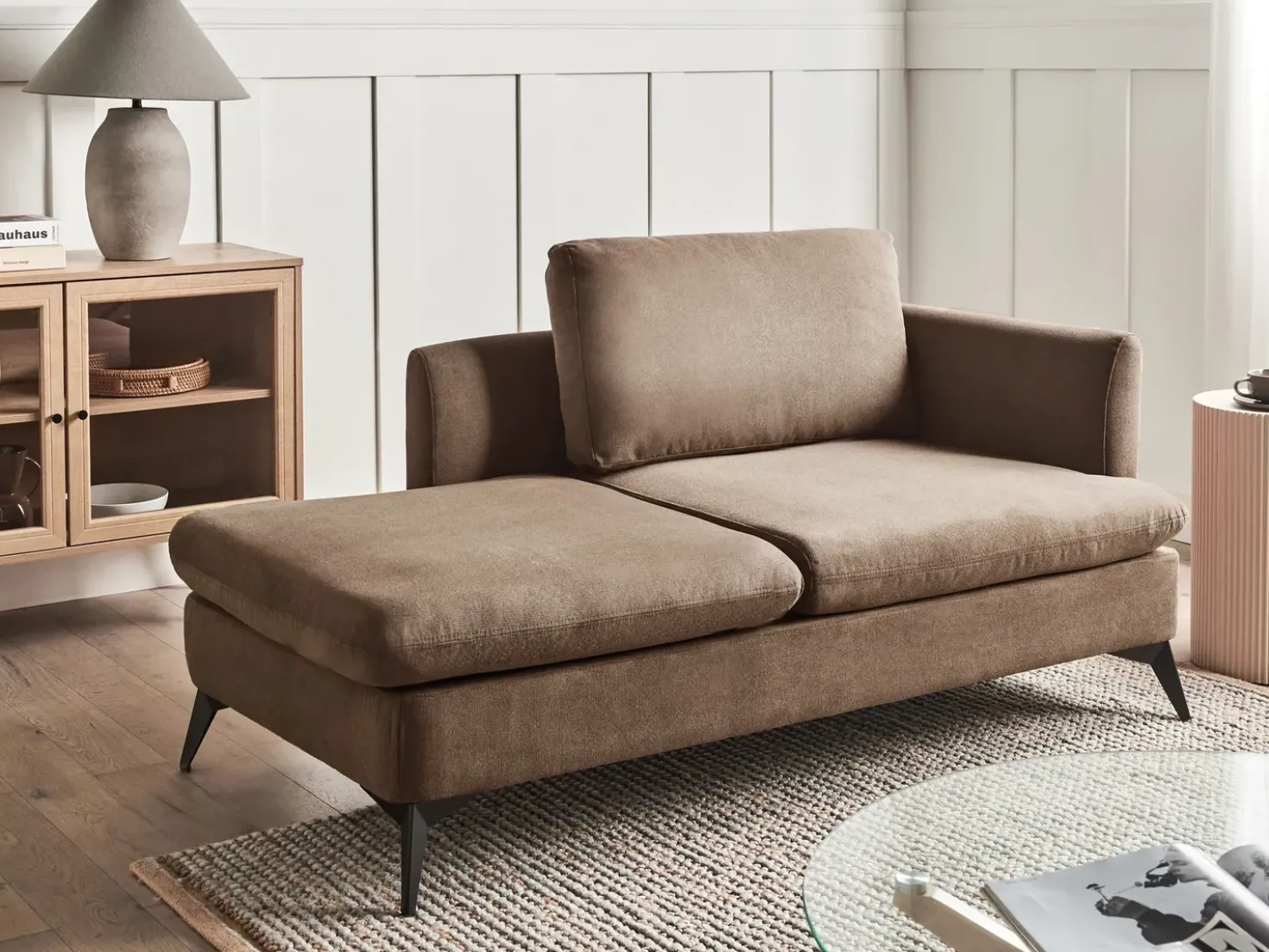 Chaise longue versione destra SIEVOZ Tessuto Marrone