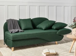 Chaise longue versione destra MERI Lino sintetico Verde con contenitore