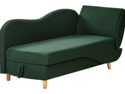 Chaise longue versione destra MERI Lino sintetico Verde con contenitore
