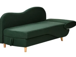 Chaise longue versione destra MERI Lino sintetico Verde con contenitore