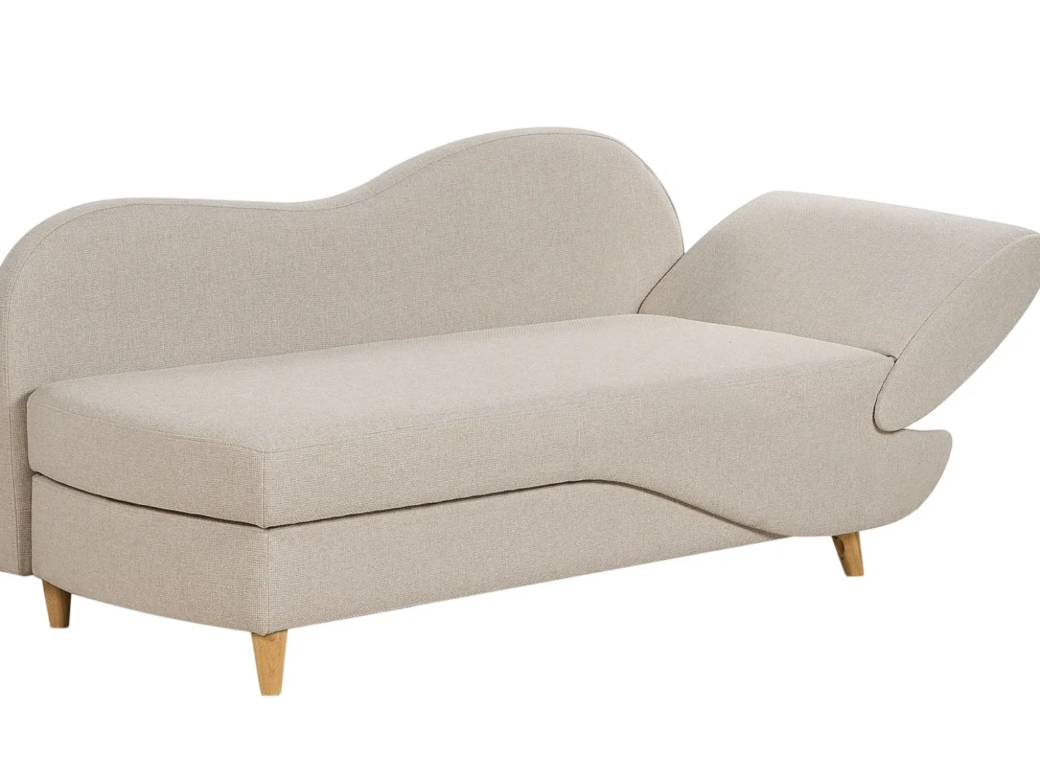 Chaise longue versione destra MERI Lino sintetico Beige con contenitore