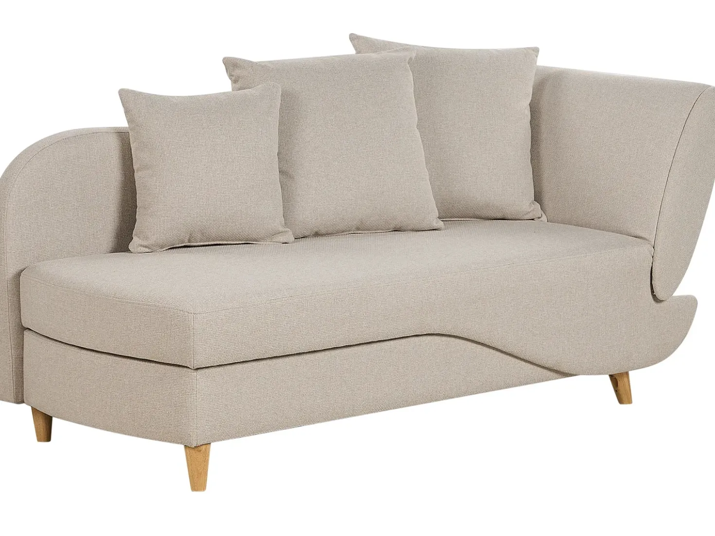 Chaise longue versione destra MERI Lino sintetico Beige con contenitore