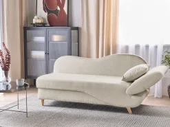 Chaise longue versione destra MERI Lino sintetico Beige con contenitore