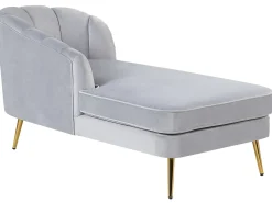 Chaise longue versione destra ALLIER Velluto Grigio chiaro