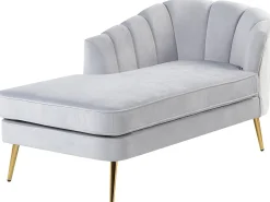Chaise longue versione destra ALLIER Velluto Grigio chiaro