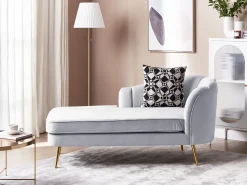Chaise longue versione destra ALLIER Velluto Grigio chiaro