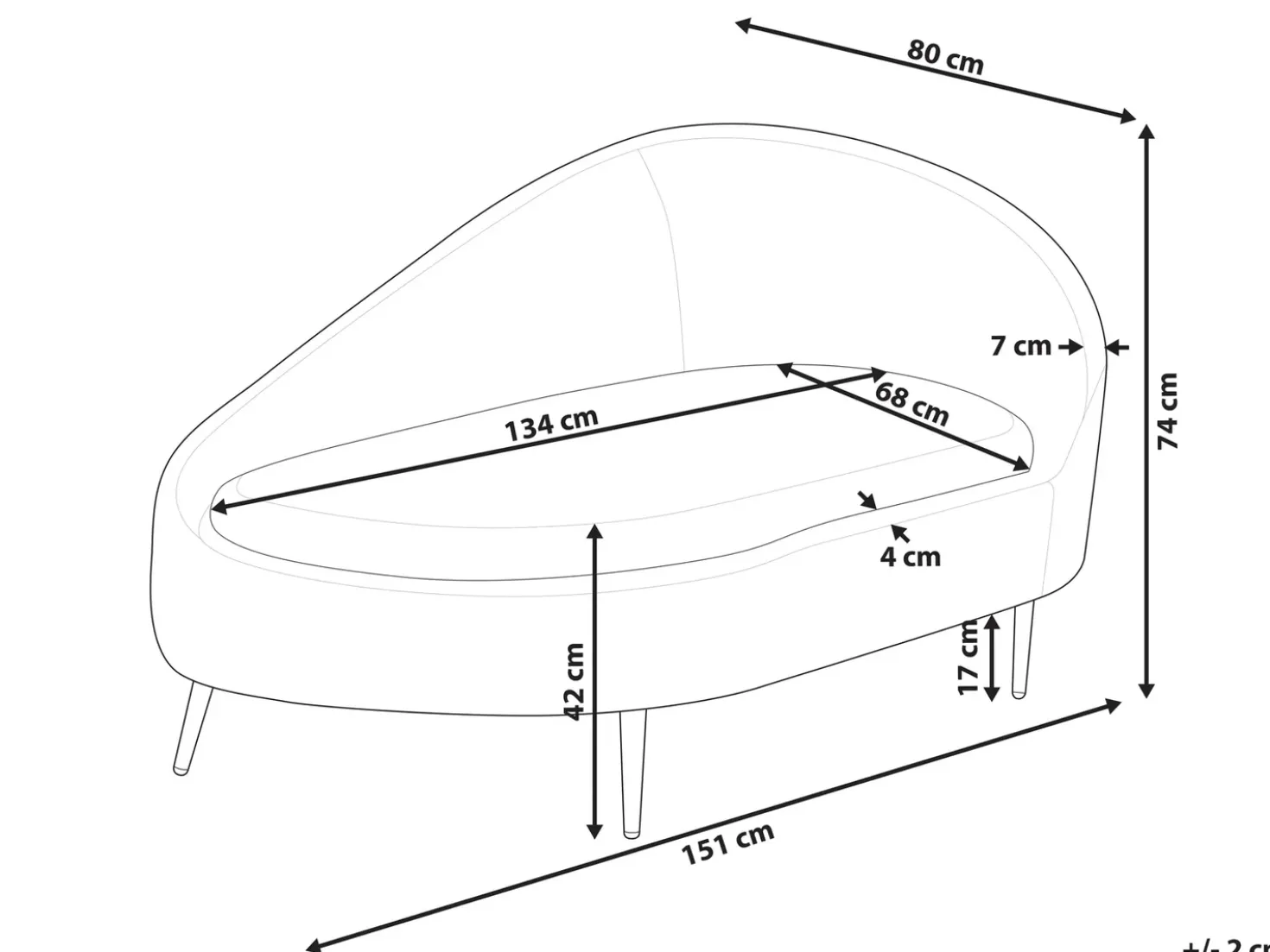 Chaise longue versione destra VALREAS Tessuto Tortora
