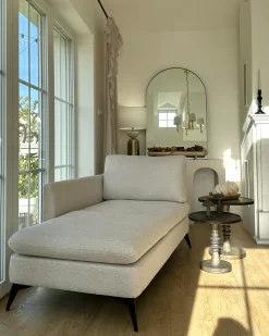 Chaise longue versione destra SIEVOZ Tessuto Beige chiaro