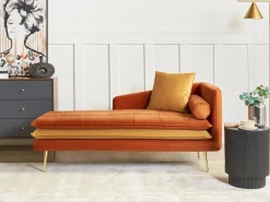 Chaise longue versione destra GONESSE Velluto Arancione