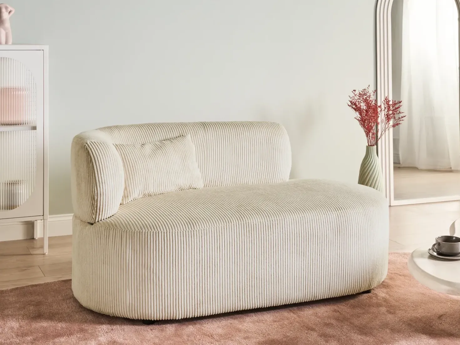 Chaise longue versione sinistra VANVEY Velluto a coste Beige chiaro