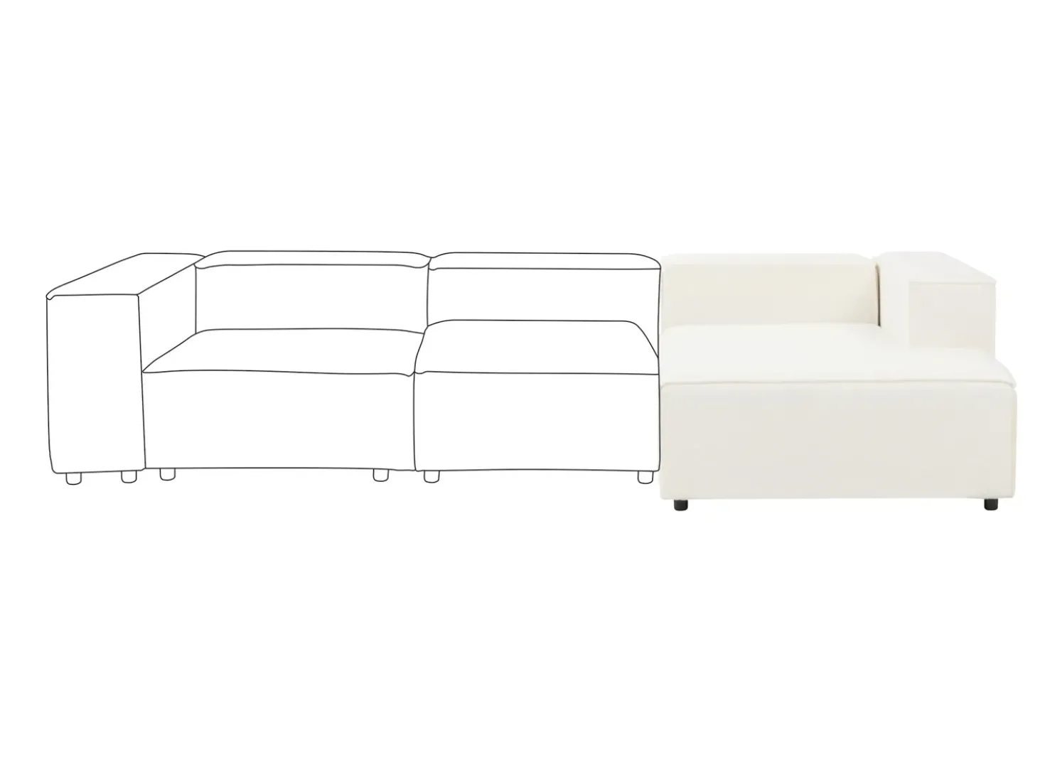 Chaise longue versione sinistra ARDAL Bouclé Bianco sporco