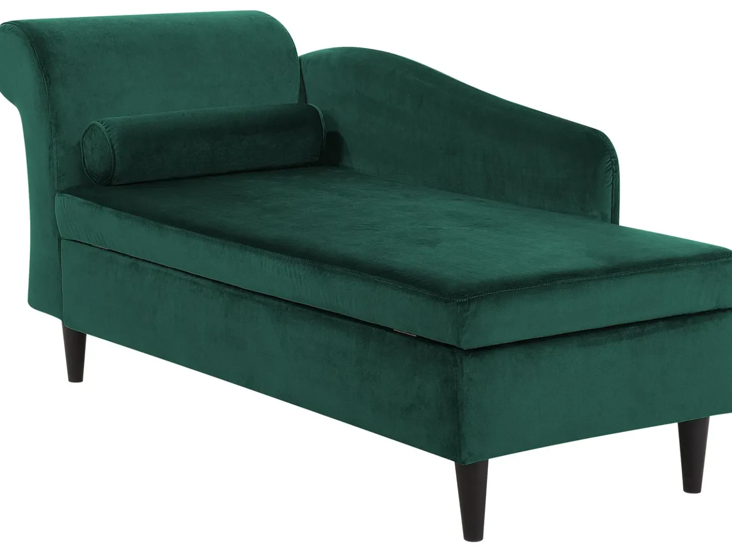 Chaise longue versione sinistra LUIRO Velluto Verde smeraldo con contenitore
