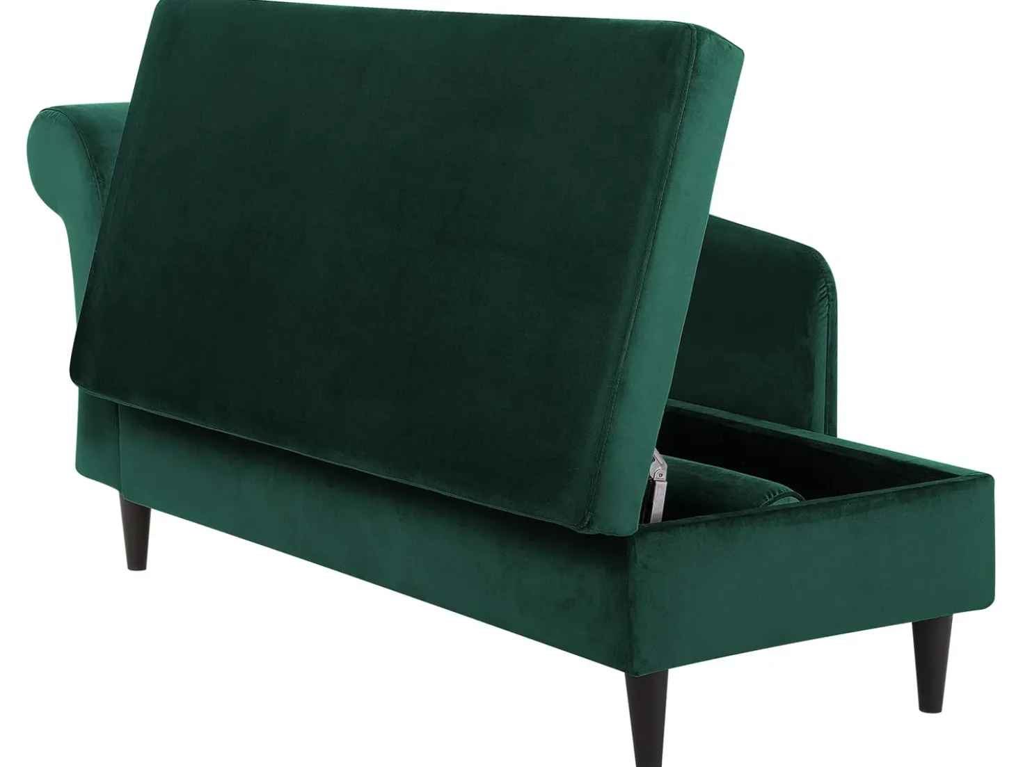 Chaise longue versione sinistra LUIRO Velluto Verde smeraldo con contenitore