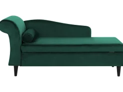 Chaise longue versione sinistra LUIRO Velluto Verde smeraldo con contenitore