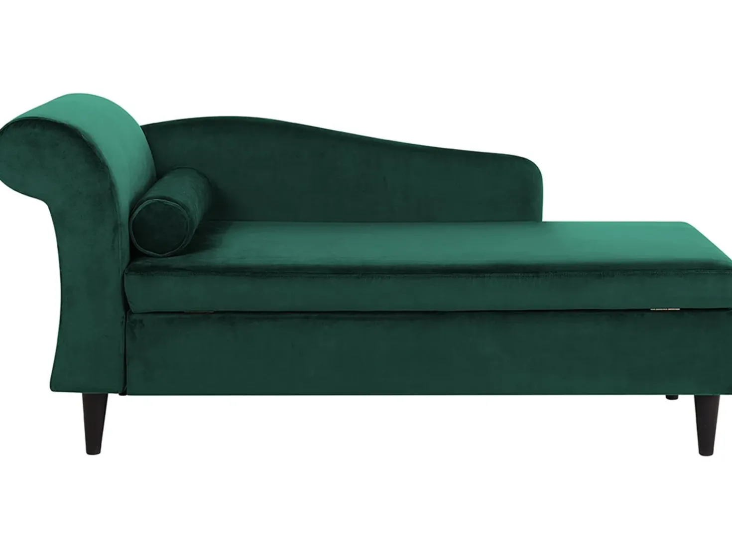 Chaise longue versione sinistra LUIRO Velluto Verde smeraldo con contenitore
