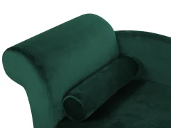 Chaise longue versione sinistra LUIRO Velluto Verde smeraldo con contenitore