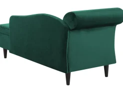Chaise longue versione sinistra LUIRO Velluto Verde smeraldo con contenitore