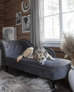 Chaise longue versione sinistra NIMES Velluto Grigio