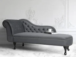 Chaise longue versione sinistra NIMES Velluto Grigio