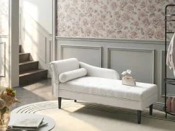 Chaise longue versione sinistra YVOIRE Tessuto Bianco sporco