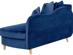 Chaise longue versione sinistra MERI Velluto Blu marino con contenitore