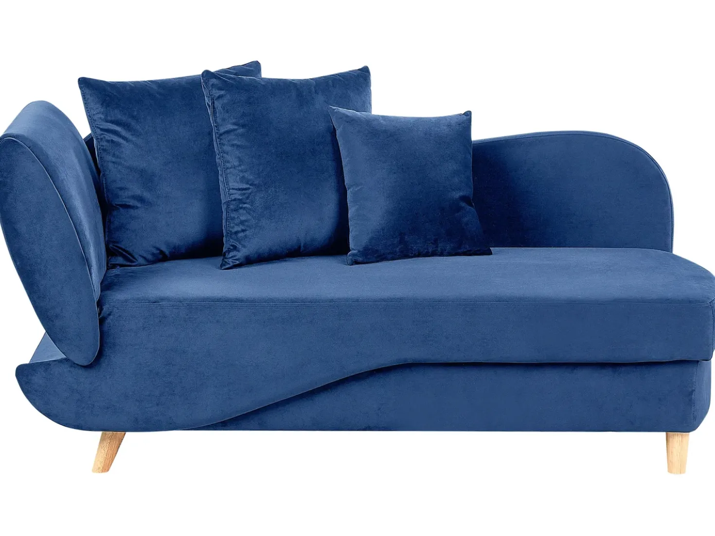 Chaise longue versione sinistra MERI Velluto Blu marino con contenitore