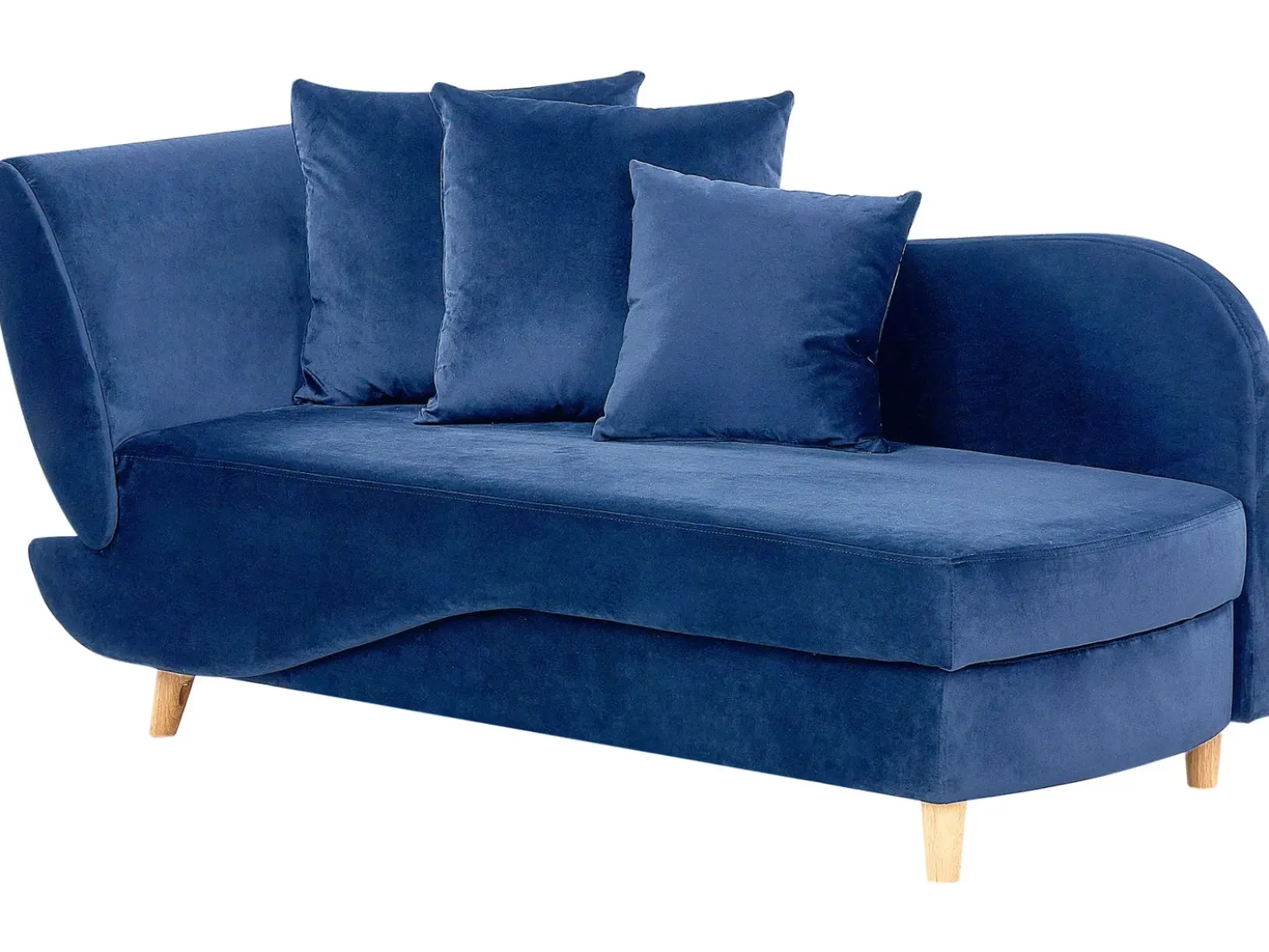 Chaise longue versione sinistra MERI Velluto Blu marino con contenitore