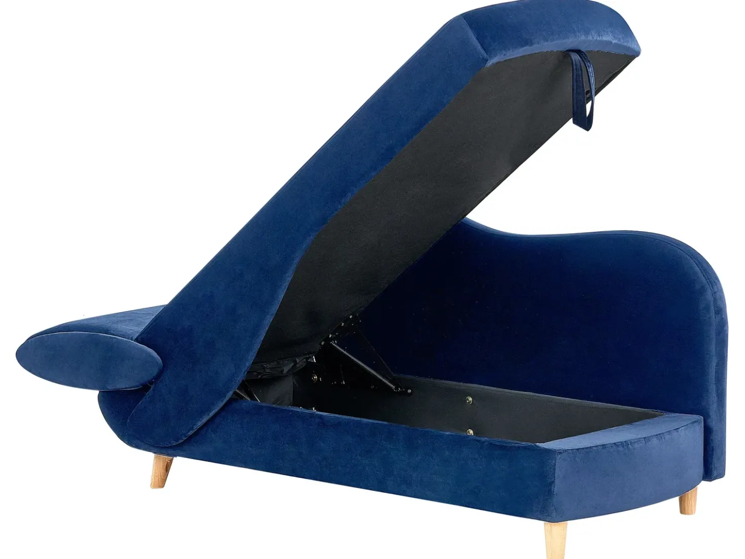 Chaise longue versione sinistra MERI Velluto Blu marino con contenitore