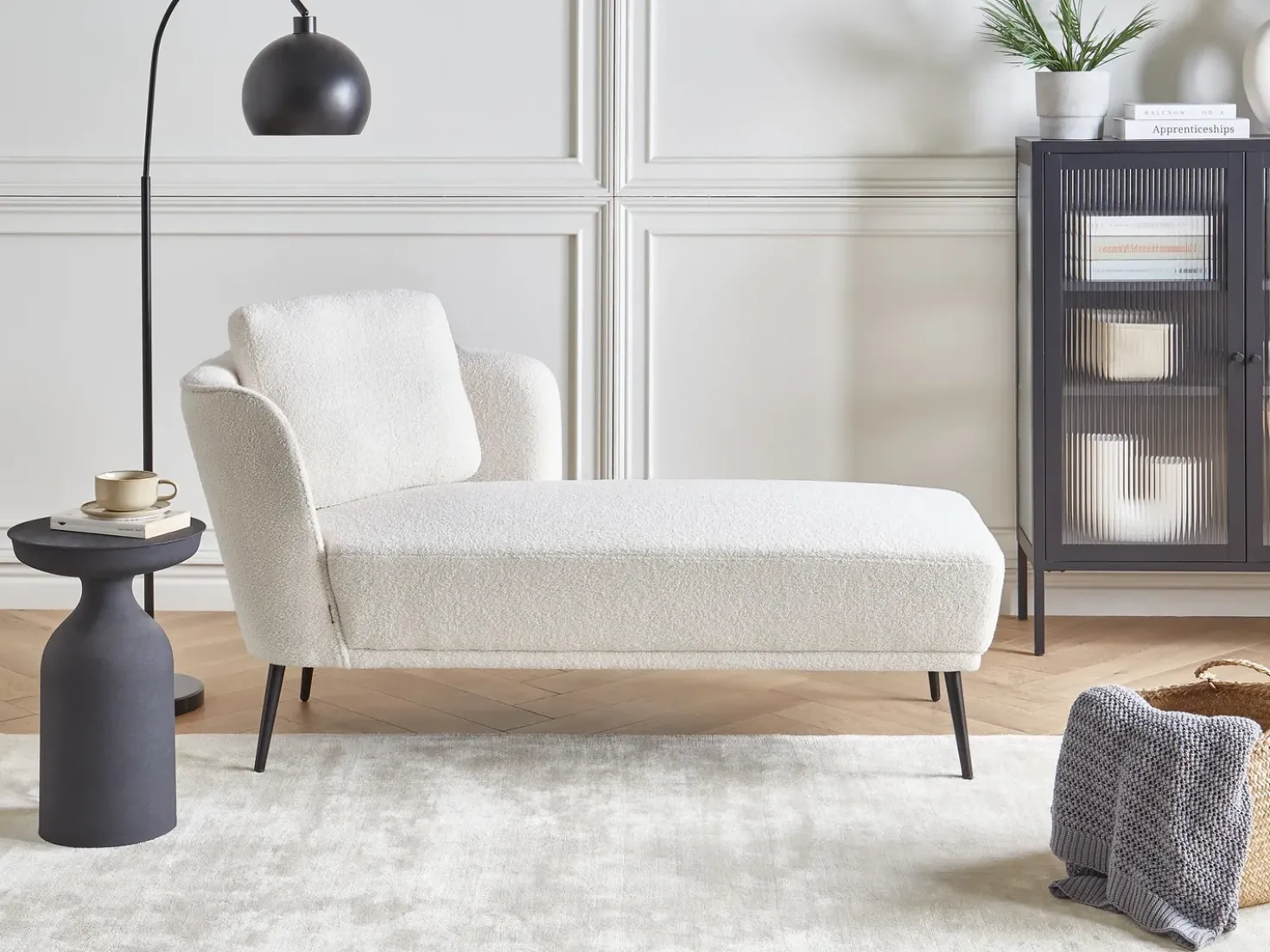 Chaise longue versione sinistra ARTHEZE Bouclé Bianco sporco