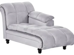 Chaise longue versione sinistra LORMONT Velluto Grigio chiaro