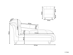Chaise longue versione sinistra LORMONT Velluto Grigio chiaro