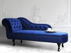 Chaise longue versione sinistra NIMES Velluto Blu marino
