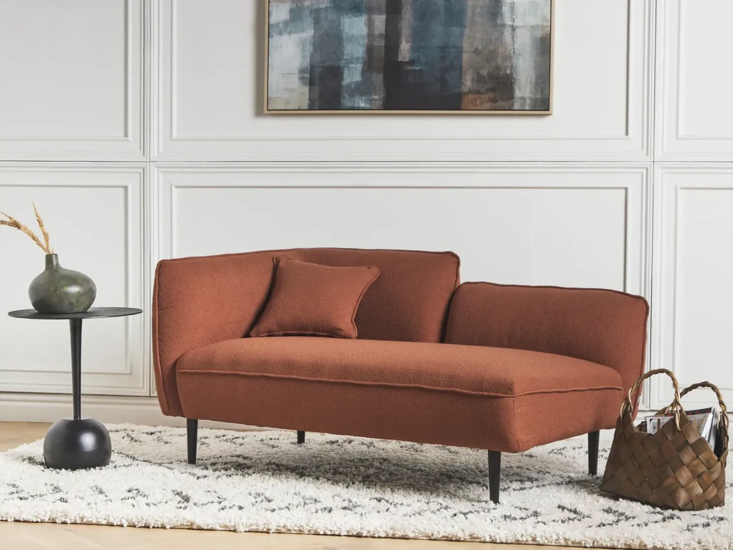 Chaise longue versione sinistra CHEVANNES Bouclé Rosso scuro
