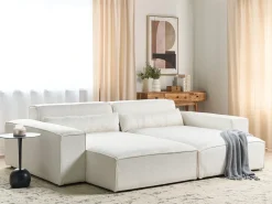 Chaise longue versione sinistra HELLNAR Bouclé Bianco sporco
