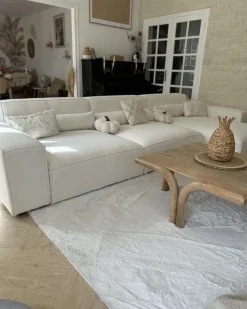 Chaise longue versione sinistra HELLNAR Bouclé Bianco sporco