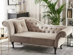 Chaise longue versione sinistra LATTES Velluto Beige