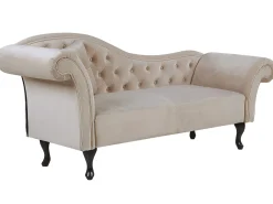 Chaise longue versione sinistra LATTES Velluto Beige