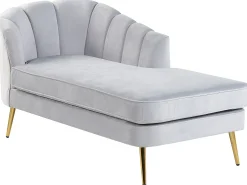 Chaise longue versione sinistra ALLIER Velluto Grigio chiaro