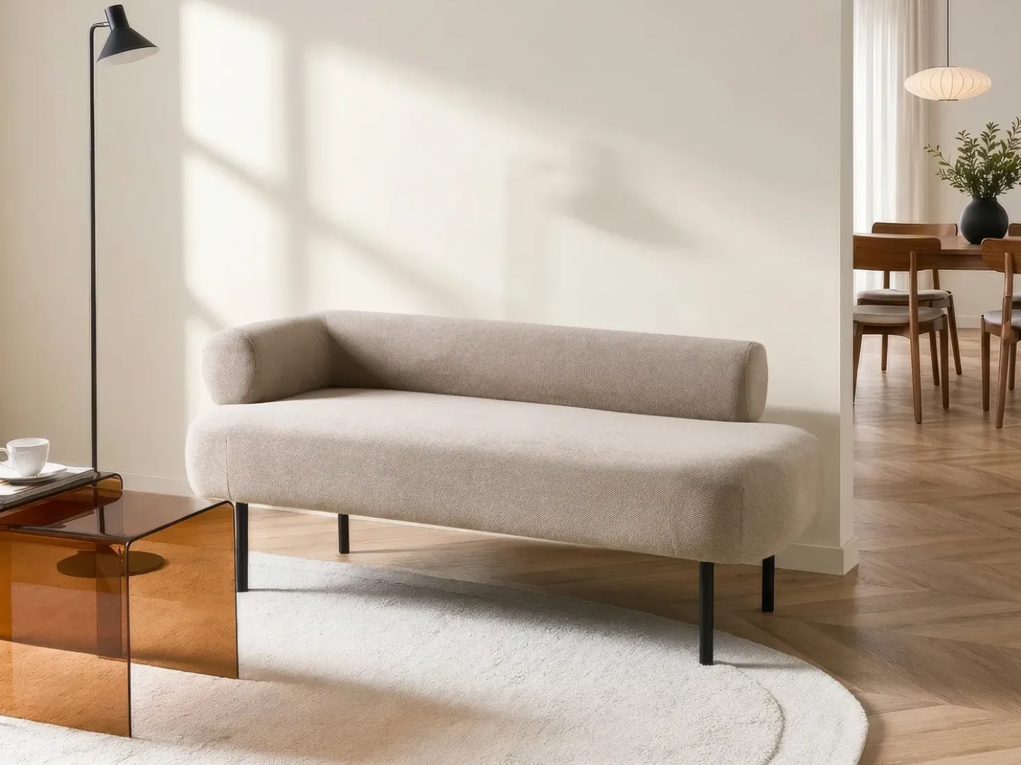 Chaise longue versione sinistra MIRMANDE Tessuto Marrone chiaro